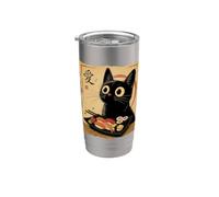 Gatto giapponese Sushi Rolls Nigiri Giappone Cibo Amante Gatto Anime Bicchiere termico in acciaio inox doppia parete
