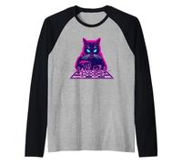 Gatto Giocando a Scacchi Maglia con Maniche Raglan
