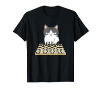 Gatto Giocatore Scacchi Divertente Scacco Matto Strategia Maglietta