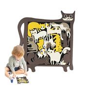 Gatto giocattolo puzzle, puzzle per bambini - Puzzle decorativo per bambini - Telaio in legno nero giocattolo educativo precoce per viaggi, casa, scuola, picnic e all'aperto