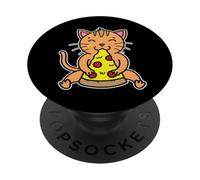Gatto giocoso che sgranocchia la pizza PopSockets PopGrip Adesivo