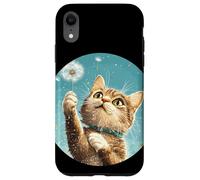 Gatto giocoso con dente di leone per un umore spensierato Custodia per iPhone XR
