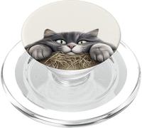 Gatto giocoso su balla di fieno oversize rustico PopSockets PopGrip per MagSafe
