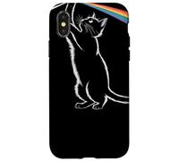 Gatto Giocoso Tocca L'Arcobaleno Whimsical Cat With Rainbow Custodia per iPhone X/XS