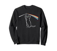 Gatto Giocoso Tocca L'Arcobaleno Whimsical Cat With Rainbow Felpa
