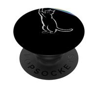 Gatto Giocoso Tocca L'Arcobaleno Whimsical Cat With Rainbow PopSockets PopGrip Adesivo