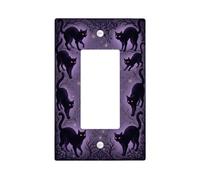 Gatto gotico decorazione mistica Halloween singolo Rocker interruttore luce | Arte botanica gotica, lucciole luminose, illustrazione di gatti umori, accenti fantasiosi per la casa