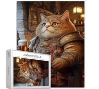 Gatto grasso che beve birra 1000 pezzi puzzle per adulti costume medievale arte puzzle puzzle colorato fai da te per la decorazione della casa regali puzzle famiglia perfetto per serate di gioco 50 ×