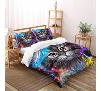 gatto grasso Set Di Biancheria Da Letto Copripiumino 2 Pezzi Comfort Bassa Allergia Per Coppia Adulti Doppia Con Chiusura Super King（260x220cm）