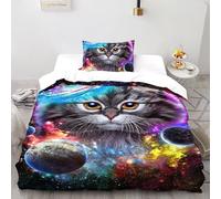 gatto grasso Set Di Biancheria Da Letto Copripiumino 2 Pezzi Comfort Cotone Per Bambini, E Federa A Cerniera Set Copripiumino Single（135x200cm）