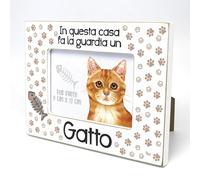 GATTO GRIGIO - Cornice per foto con testo. Cornice con motivo di cane. Una foto, una foto con un animale domestico. Da appoggiare o appendere. Un regalo per ogni amante dei gatto.