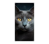 Gatto grigio Stares Banner porta benvenuto primavera estate copertura porta sfondo appeso bandiera portico segno per porta d'ingresso decorazioni stagionali per interni ed esterni giardino