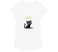 Gatto Halloween Boo Kitty spettrale Fantasmi Carino Divertente Maglietta, Ragazze, Bianco, M
