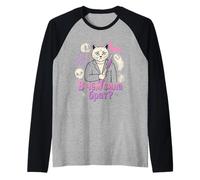 Gatto Halloween Teschio Divertente Vintage Maglia con Maniche Raglan
