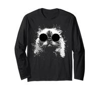 Gatto himalayano con Occhiali da Sole Bianchi Splash Art Cats Cool Maglia a Manica