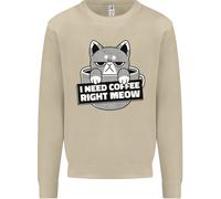 Gatto i Need Caffè Right Meow Divertente Uomo Felpa Maglione