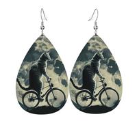 Gatto In Bicicletta Verso La Luna Donna Orecchini Ecopelle Orecchino Goccia Pendenti