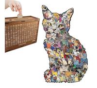 Gatto in Legno - Gioco di irregolare 28,2 x 24,3 cm, puzzle educativi con | Gatti interattivi divertenti per ragazzi e ragazze, amanti degli animali domestici, alla ma