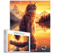 Gatto in piedi sull'acqua 1000 pezzi puzzle per adulti Riflessi in acqua Art Puzzle impegnativo giochi di attività familiari colorato fai da te puzzle per la decorazione della casa regali 50 x 68 cm