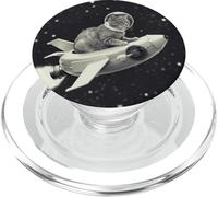 Gatto in razzo spaziale Divertente arte retrò PopSockets PopGrip per MagSafe