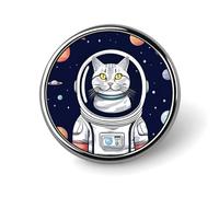Gatto in Spacess Distintivo Rotondo Carino Smalto Spilla Personalizzata Abbigliamento Decorazione Unisex Porta Badge Cappelli Borse Camicie Decor