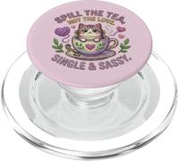 Gatto in tazza da tè Spill the Tea Not Love Single Cute Kitten PopSockets PopGrip per MagSafe