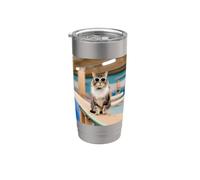 Gatto In Una Palestra Fare Ginnastica Bicchiere termico in acciaio inox doppia parete