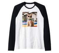 Gatto in Una Palestra Fare Ginnastica Maglia con Maniche Raglan