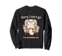 Gatto Indoor Mi Dispiace Non Posso Andare Umorismo introverso Felpa