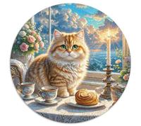 Gatto inglese corto dorato graduale strato 1000 pezzi puzzle cerchio per adulti bambini 14+ animali gatti bordo liscio geometrico giochi di sfida unici 1000 pezzi (67,5 x 67,5 cm)
