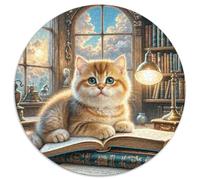 Gatto inglese corto dorato graduale strato 1000 pezzi puzzle circolari per adulti e bambini animali gatti geometrici bordo liscio giochi di sfida unici 1000 pezzi (67,5 x 67,5 cm)