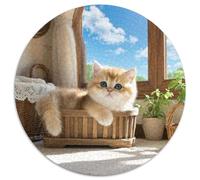 Gatto inglese corto dorato graduale strato 1000 pezzi rotondo cerchio puzzle per adulti animali gatti bel colore sfida 1000 pezzi (67,5 x 67,5 cm)