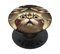 Gatto Invasione UFO Mistero cosmico Divertimento Alieno PopSockets PopGrip Adesivo