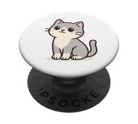 Gatto Kawaii che sogna ad occhi aperti. Design con animali domestici. PopSockets PopGrip Adesivo