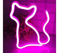 Gatto LED neon segno, USB o 3-AA alimentato a batteria, decorazione della parete per la camera da letto delle ragazze, regalo di compleanno dei bambini, regalo di festa di nozze (rosa)