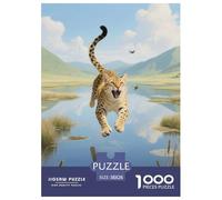 gatto leopardo 1000 Piece Puzzle Games for Adults Challenging & Brainteasing Jigsaw Puzzle Animalii Home Decors for The Whole Family 38x26cm/1000pcs