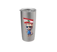 Gatto Libano Bandiera Cedro Albero Beirut Libanese Arabo Islam Bissa Bicchiere termico in acciaio inox doppia parete