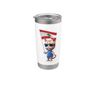 Gatto Libano Bandiera Cedro Albero Beirut Libanese Arabo Islam Bissa Bicchiere termico in acciaio inox doppia parete
