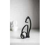 Gatto Line Art - Minimalista 3D Decorazione da parete o mensola - Regalo per gli amanti dei gatti - Stampa 3D Decorazione per la casa (Nero)