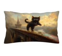 Gatto Lino Federe Cuscino 60x80cm Set di 1, Federa Cuscino 60x80 0-1782