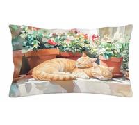 Gatto Lino Federe Cuscino 60x80cm Set di 1, Federa Cuscino 60x80 K-8205