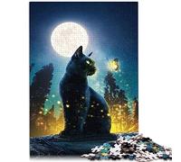 Gatto Luna e Stelle 1000 Puzzle per Adulti Cartone Premium Imbocco Preciso Adulti Regali 26x38cm