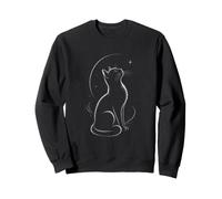 Gatto Luna Stelle Linea Arte Felpa