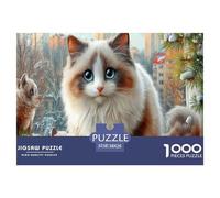 Gatto lungo pelo Puzzle Impossible 1000 Pezzi Winter City Decorazione Per La Casa. Rilassamento E Intelligence Per Adulti E Bambini Da 12 Anni 38x26cm/1000pcs