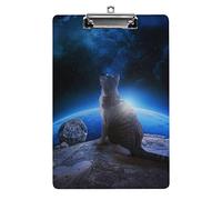 Gatto maculato seduto su una roccia spaziale Portablocco formato A4 Divertente lavoro estetico Studiando Lettera Portablocco standard 12,5×8,5 in faesite per l'aula scolastica Bambini che scrivono di
