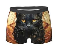 Gatto Magico con Pentagramma A Forma di Stella Nera Uomo Boxer Slip Elastico Boxer Shorts Flessibile Boxer Aderenti L