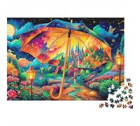Gatto Magico Puzzle 1000 Pezzi Adulti Ombrello Castello Giardino Notte Luna Premium Spesse Resistenti Vivaci Stimolanti Antistress Gioco Regalo Famiglia 70x50cm/1000pz