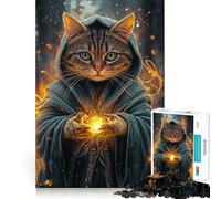 Gatto mago con puzzle magico da 1000 pezzi,gioco di logica e divertimento mentale,pezzi che si incastrano perfettamente,attività rilassante di gruppo al chiuso (38x26cm)