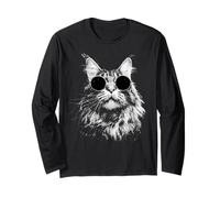 Gatto Maine Coon con Occhiali da Sole Bianco Splash Art Cats Cool Maglia a Manica