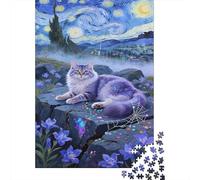 gatto Maine Coon Puzzle 1000Pcs cielo stellato Background Puzzle Colorato Edugattoivo Puzzle Idea Regalo Gioco Familiare Per Adulti E Ragazzi 1000pcs (75x50cm)